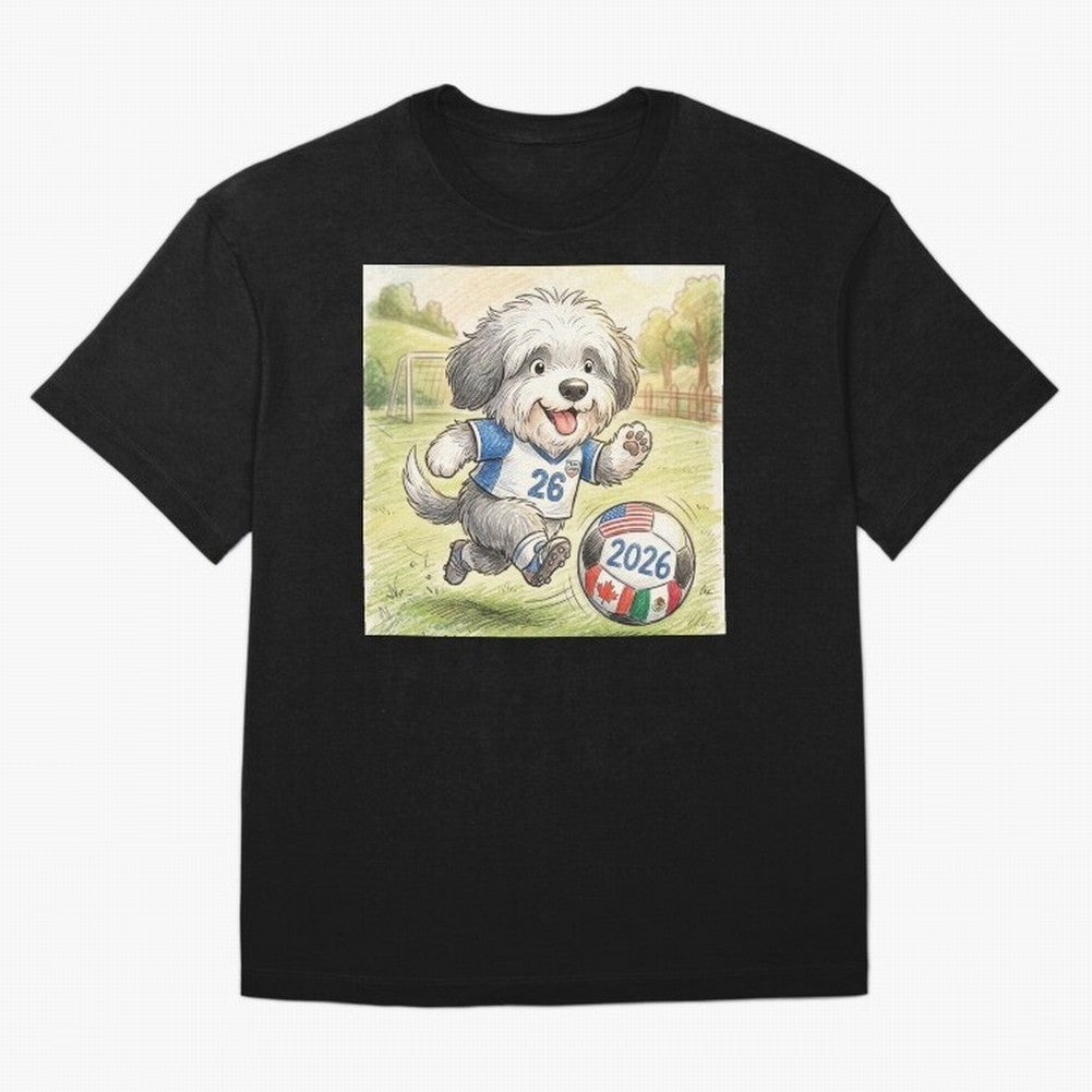 Cute Sheepdog Soccer Star - 2026 World Cup Fluffy Puppy Classic T-Shirt Honor the Beautiful Game during the FIFA World Cup 2026 USA Canada Mexico Journey through Messi, Neymar and Mbappe Highlights, Argentina Pride, Classic Soccer Heritage,