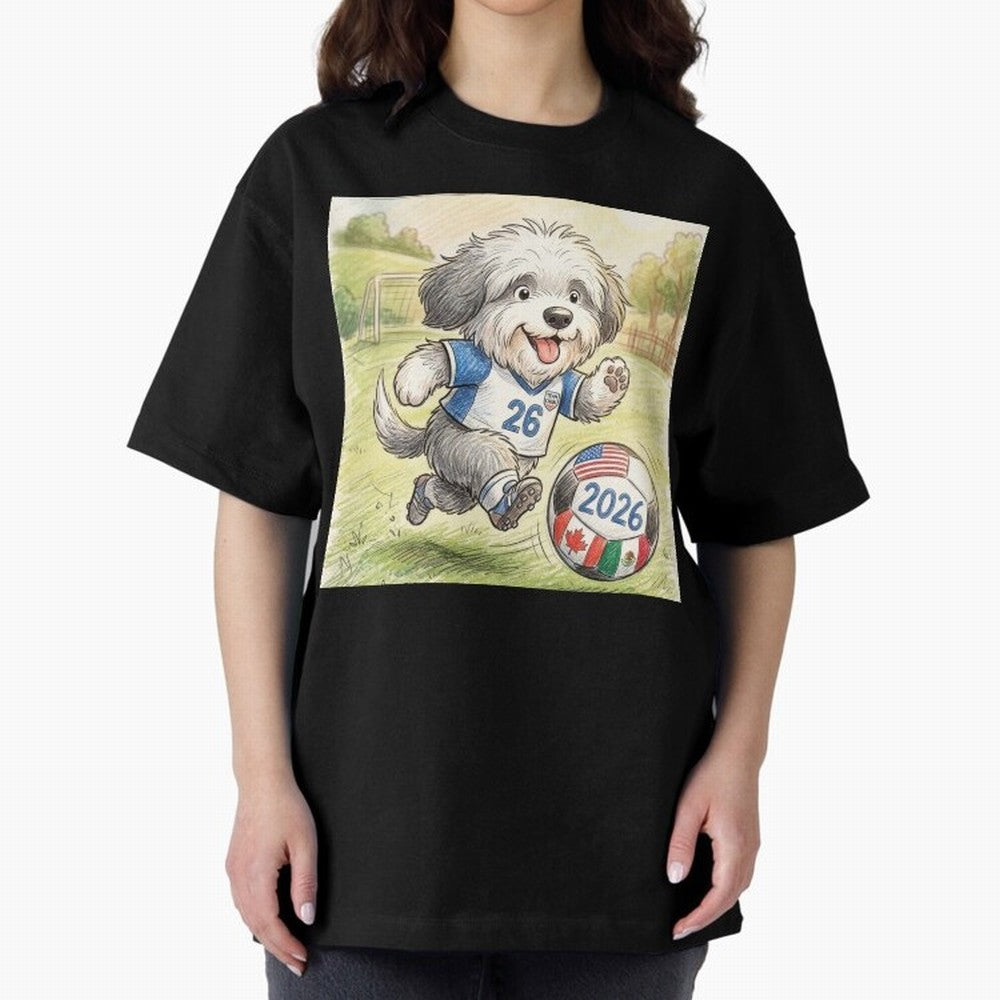 Cute Sheepdog Soccer Star - 2026 World Cup Fluffy Puppy Classic T-Shirt Honor the Beautiful Game during the FIFA World Cup 2026 USA Canada Mexico Journey through Messi, Neymar and Mbappe Highlights, Argentina Pride, Classic Soccer Heritage,