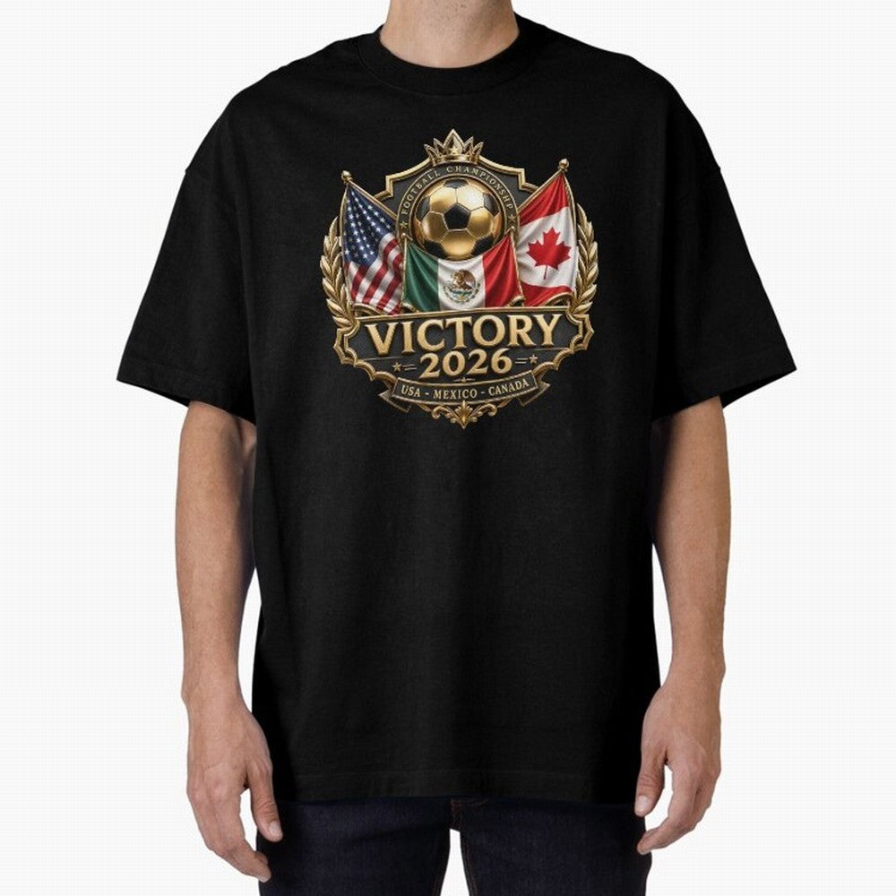Victory 2026 USA Mexico Canada Football Crest Classic T-Shirt Carry the Colors and Pride of the FIFA World Cup 2026 USA Canada Mexico Journey through Neymar, Haaland and Cristiano Ronaldo Highlights, England and Germany Pride, Stadium Chants,