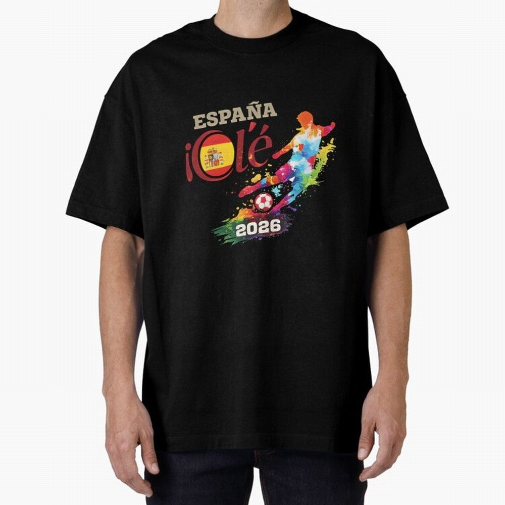 Spain Ol¨¦ 2026 Colorful Watercolor Football Graphic Classic T-Shirt Celebrate Golden Goal Energy in Match Day Hype around FIFA World Cup 2026, Mbappe and Neymar, Brazil, Portugal and Argentina, Stadium Chants, National Pride, Trophy Dreams and