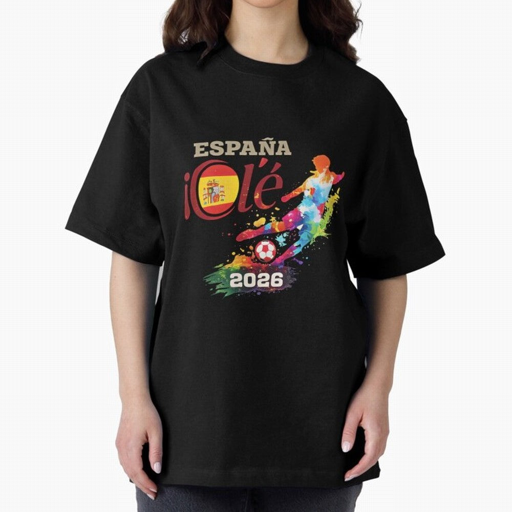 Spain Ol¨¦ 2026 Colorful Watercolor Football Graphic Classic T-Shirt Celebrate Golden Goal Energy in Match Day Hype around FIFA World Cup 2026, Mbappe and Neymar, Brazil, Portugal and Argentina, Stadium Chants, National Pride, Trophy Dreams and
