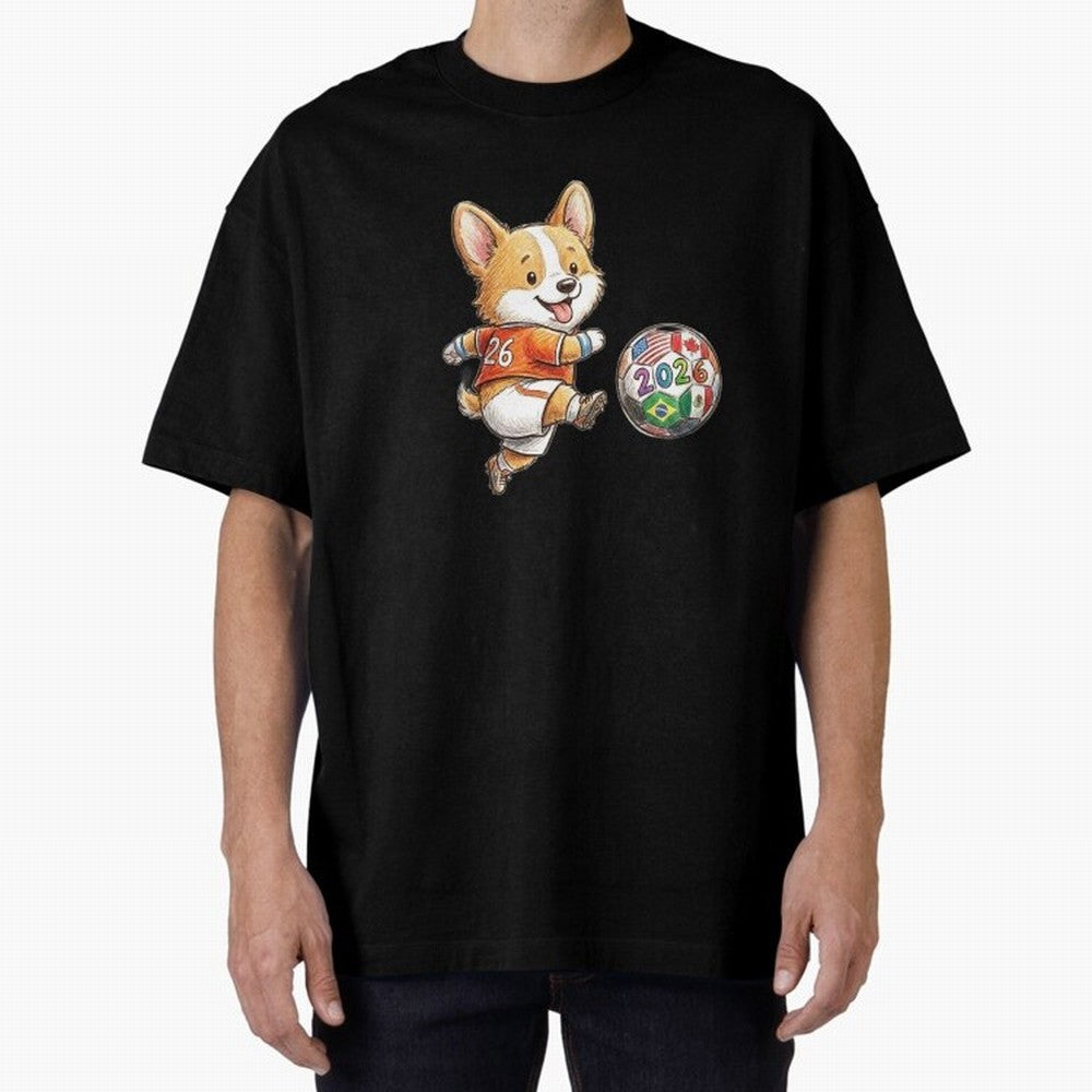 Cute Corgi Soccer Striker - 2026 World Cup Orange Jersey Classic T-Shirt Celebrate Football Dreams Across FIFA World Cup 2026 Group Stage Celebrating Neymar, Haaland and Cristiano Ronaldo, Brazil, Portugal and Argentina Energy, Football Festival