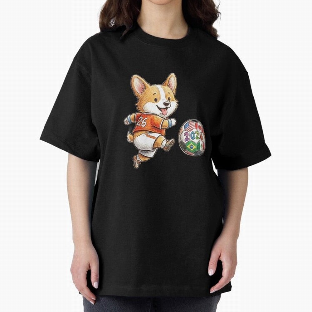 Cute Corgi Soccer Striker - 2026 World Cup Orange Jersey Classic T-Shirt Celebrate Football Dreams Across FIFA World Cup 2026 Group Stage Celebrating Neymar, Haaland and Cristiano Ronaldo, Brazil, Portugal and Argentina Energy, Football Festival