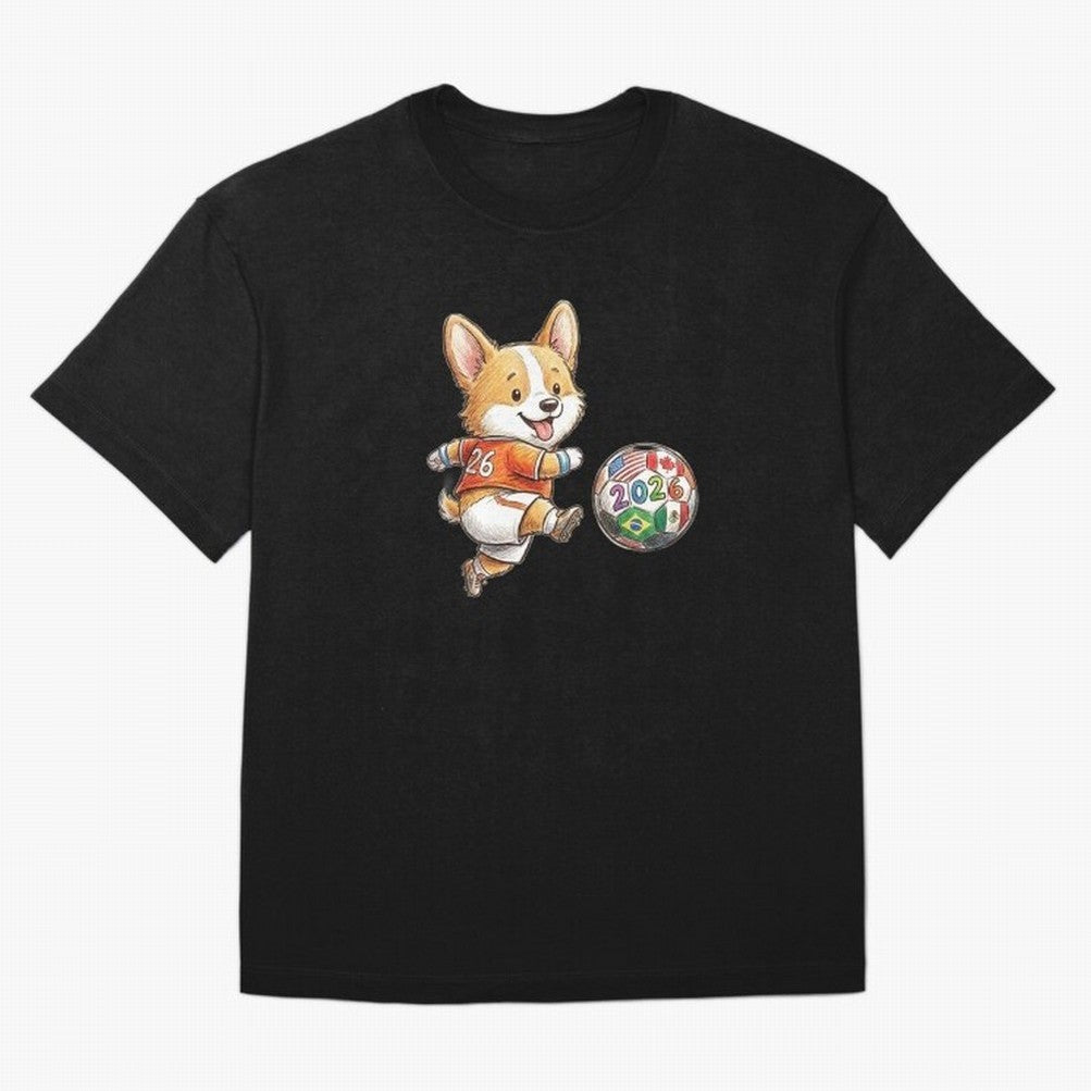 Cute Corgi Soccer Striker - 2026 World Cup Orange Jersey Classic T-Shirt Celebrate Football Dreams Across FIFA World Cup 2026 Group Stage Celebrating Neymar, Haaland and Cristiano Ronaldo, Brazil, Portugal and Argentina Energy, Football Festival