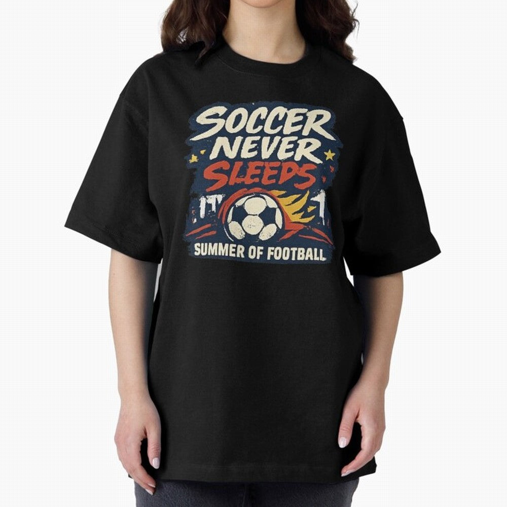 Soccer Never Sleeps Summer of Football Vintage Soccer Fan Tee Classic T-Shirt Honor the Beautiful Game during Global Football Passion for FIFA World Cup 2026, Filled with CR7 and Messi, Brazil, Portugal and Argentina, Championship Spirit, Famous