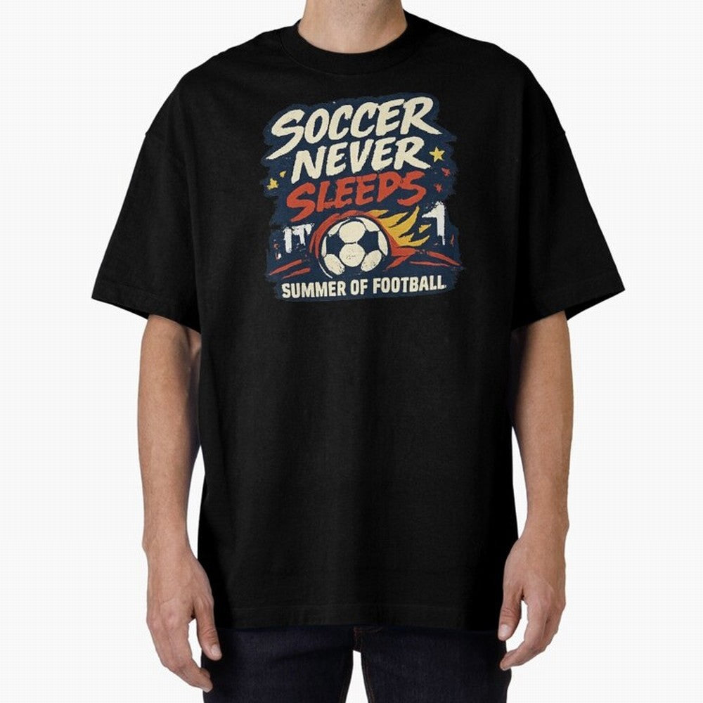Soccer Never Sleeps Summer of Football Vintage Soccer Fan Tee Classic T-Shirt Honor the Beautiful Game during Global Football Passion for FIFA World Cup 2026, Filled with CR7 and Messi, Brazil, Portugal and Argentina, Championship Spirit, Famous