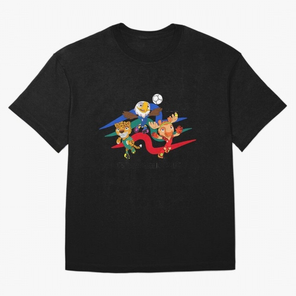 Kids World Cup26 Host Country Mascots Action Classic T-Shirt Feel the Trophy Chase of FIFA World Cup 2026 for Fans of Messi and Argentina, France and Brazil, Bringing Sports Nostalgia, International Competition, Famous Players and Unforgettable