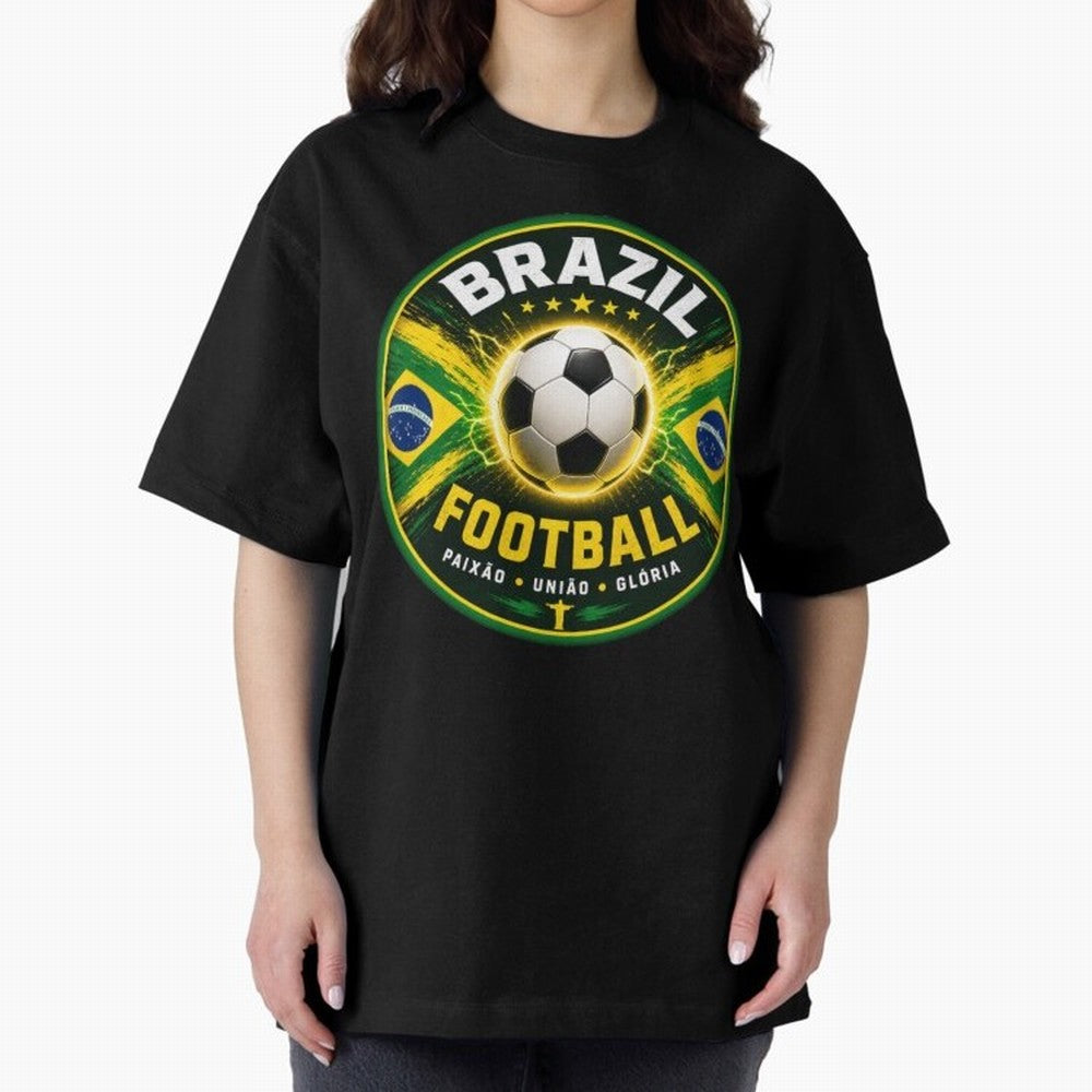 Elegant Brazil Football Emblem Classic T-Shirt Celebrate Unforgettable Nights in Global Football Passion for FIFA World Cup 2026, Capturing Neymar, Haaland and Cristiano Ronaldo, Spain and Netherlands, Football Festival Excitement, Trophy