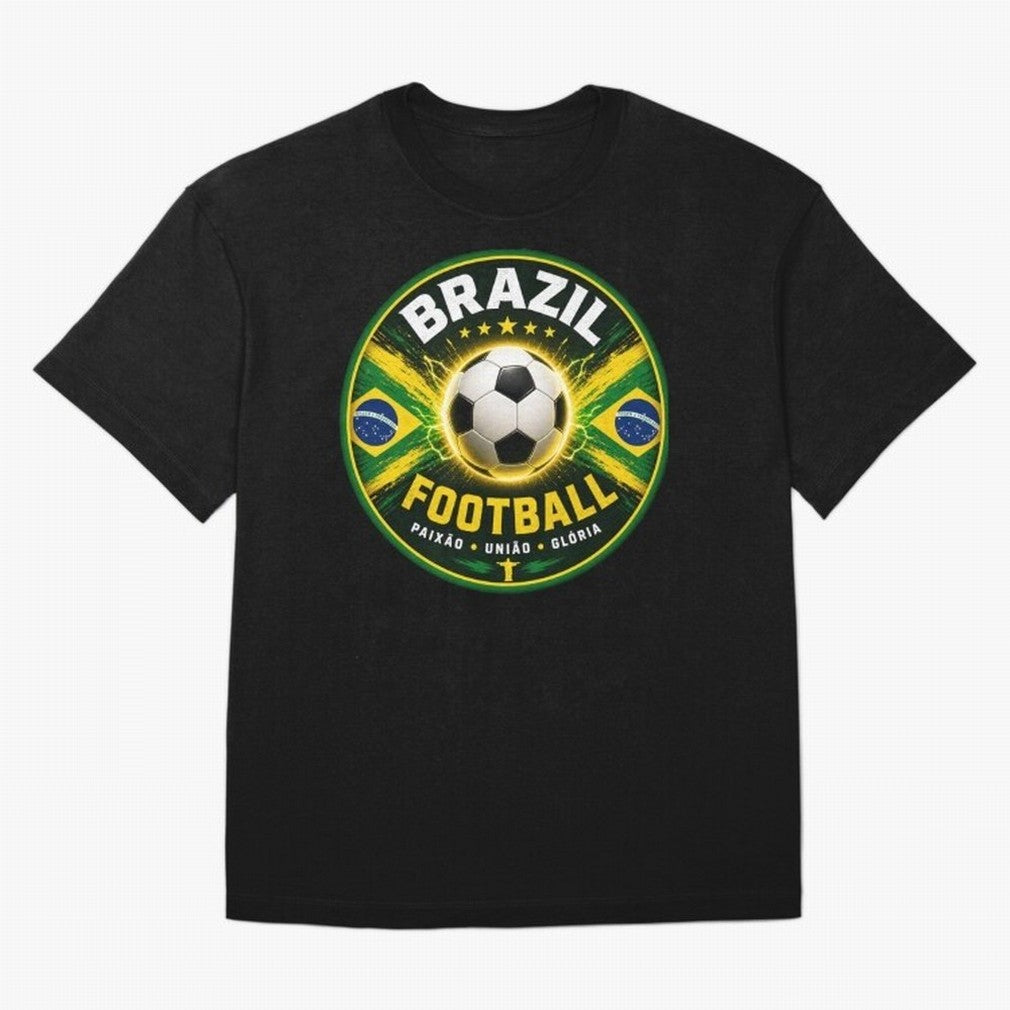 Elegant Brazil Football Emblem Classic T-Shirt Celebrate Unforgettable Nights in Global Football Passion for FIFA World Cup 2026, Capturing Neymar, Haaland and Cristiano Ronaldo, Spain and Netherlands, Football Festival Excitement, Trophy