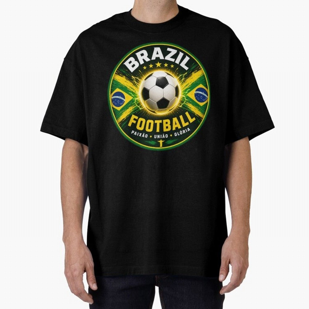 Elegant Brazil Football Emblem Classic T-Shirt Celebrate Unforgettable Nights in Global Football Passion for FIFA World Cup 2026, Capturing Neymar, Haaland and Cristiano Ronaldo, Spain and Netherlands, Football Festival Excitement, Trophy