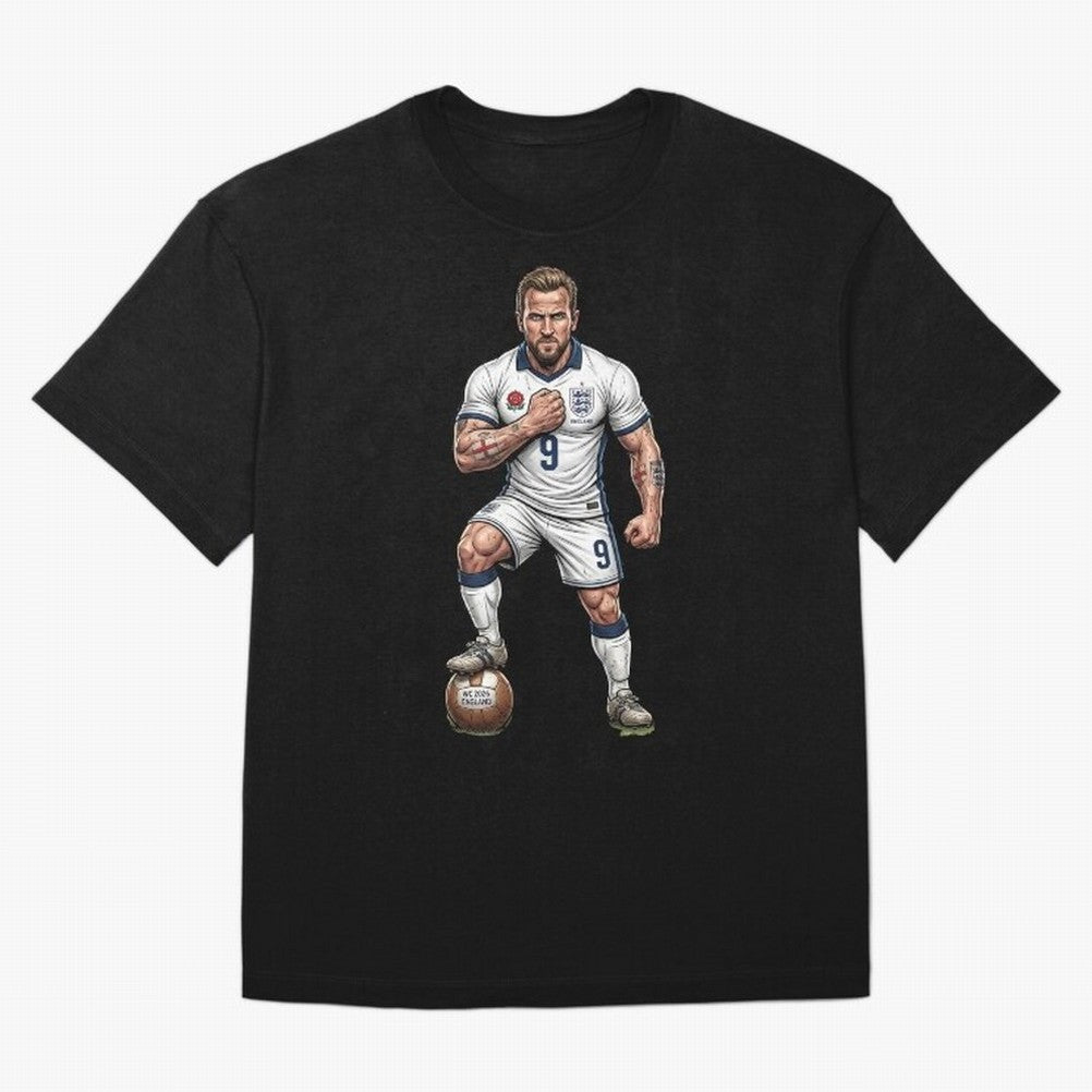 English Soccer Warrior Hyper-Realistic Poster Classic T-Shirt Relive Global Football Passion for FIFA World Cup 2026, Inspired by Neymar, Haaland and Cristiano Ronaldo, Spain and Netherlands, Match Day Excitement, Supporter Culture, Golden Goals