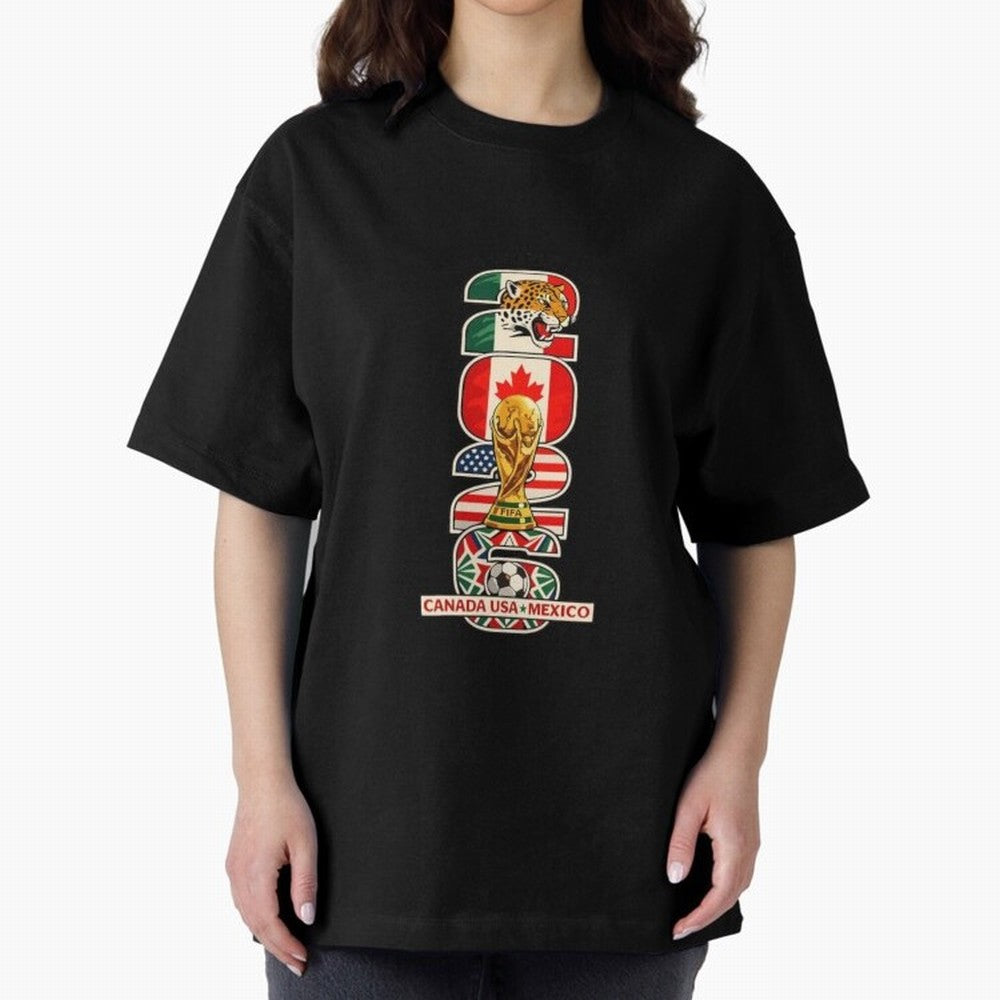 Vertical Host Nations Landmark Art Classic T-Shirt Stand Proud for FIFA World Cup 2026 Group Stage Connected to Messi and Cristiano Ronaldo, France and Portugal Energy, Vintage Soccer Flavor, Modern Football Stars, National Flags and Final Night