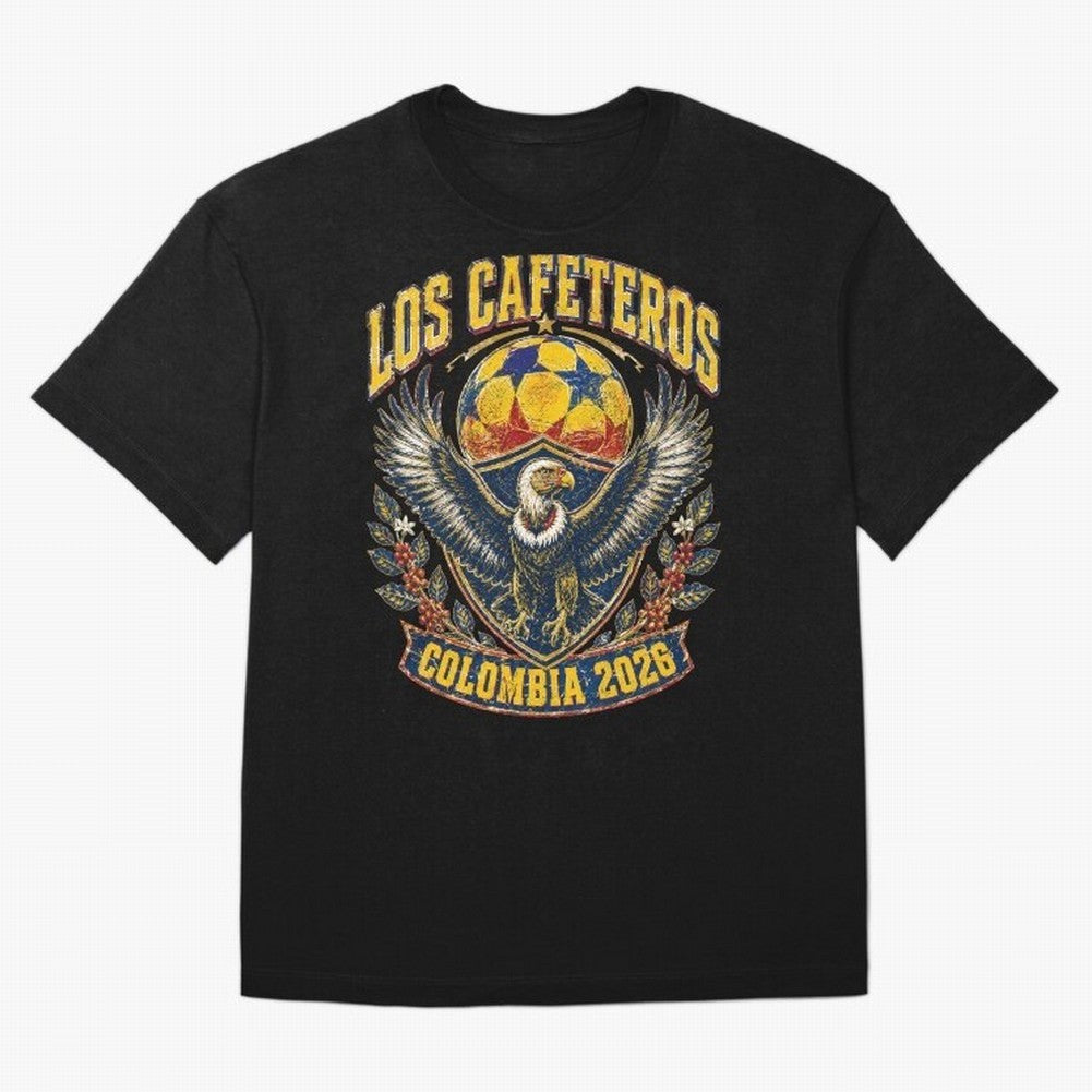 Los Cafeteros Colombia 2026 World Cup Soccer T-Shirt Classic T-Shirt Make Your Look Match FIFA World Cup 2026 Capturing CR7 and Messi, France Energy, Sports Nostalgia, International Competition, Famous Players and Unforgettable Victories; Perfect