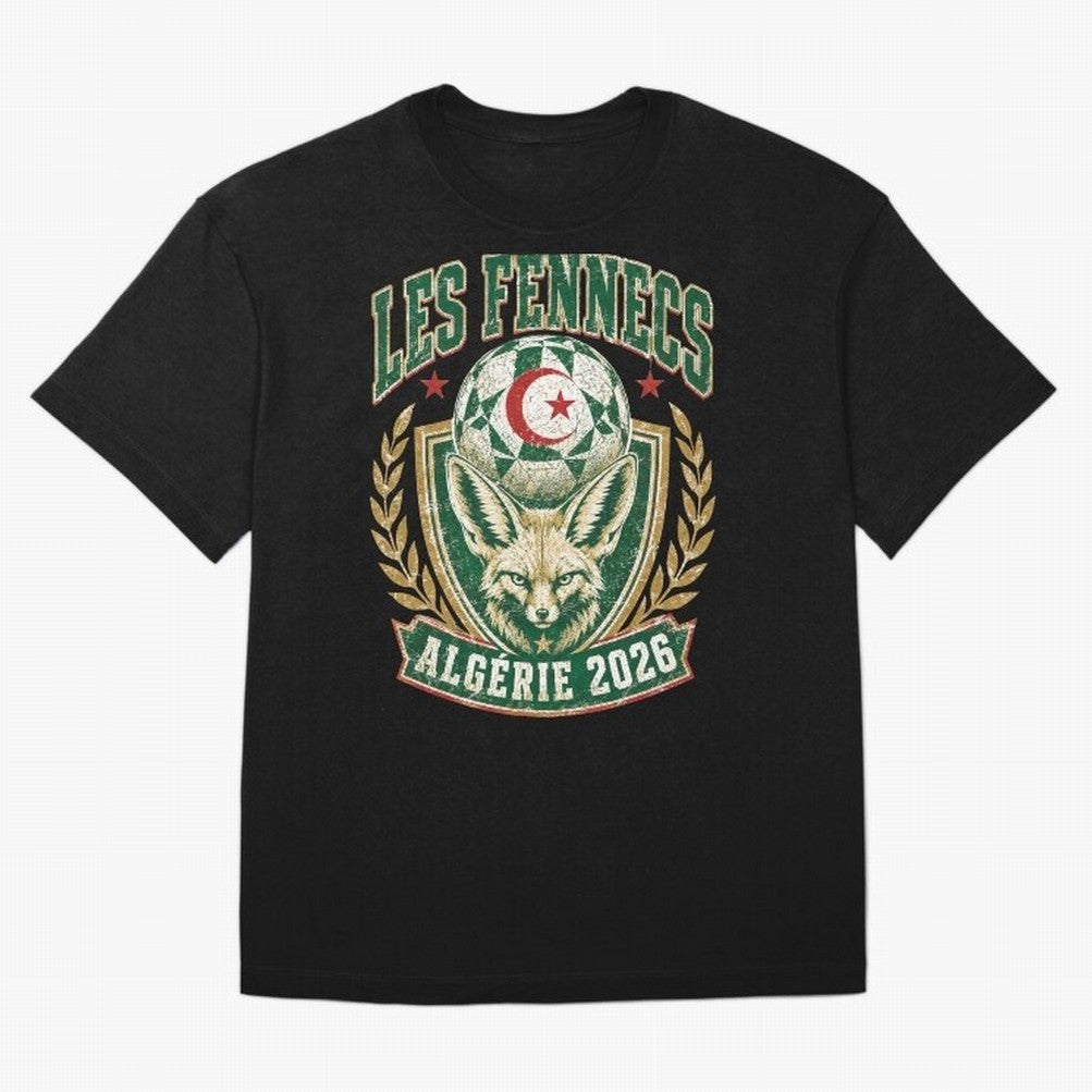 Les Fennecs Alg¨¦rie 2026 World Cup Soccer T-Shirt Classic T-Shirt Show Love for Legendary Goals in FIFA World Cup 2026 USA Canada Mexico Featuring Messi, England and Germany Energy, Football Passion, Legendary Performances, Festival Vibes and