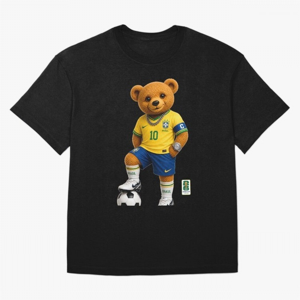 Brazil Soccer Bear World Cup Teddy Bear Classic T-Shirt Keep Football History Alive during Global Football Passion for FIFA World Cup 2026 USA Canada Mexico, Inspired by Cristiano Ronaldo, Haaland and CR7, Argentina, Football History, Final Match