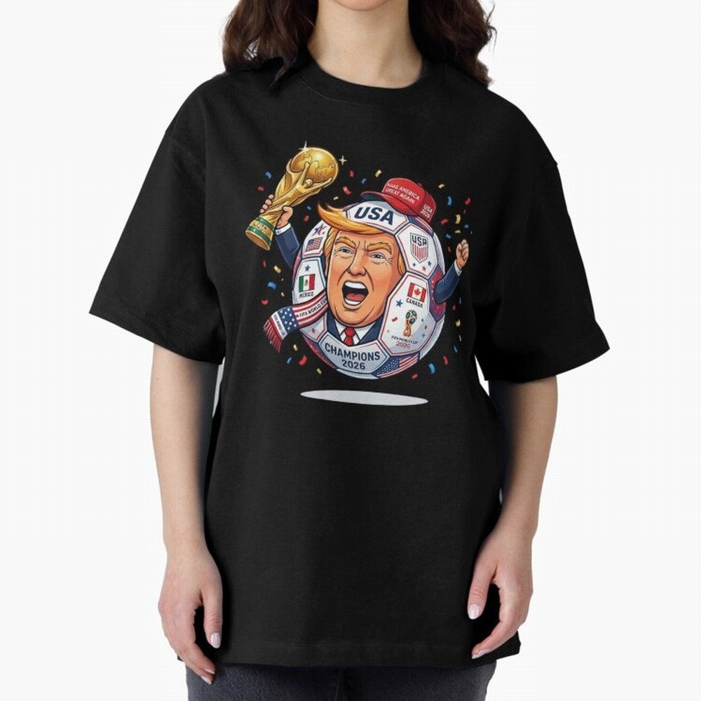 Donald Trump 2026 World Cup Soccer Champion Illustration Classic T-Shirt Bring the FIFA World Cup 2026 USA Canada Mexico Journey through Neymar Highlights, England Pride, Football Passion, Legendary Performances, Festival Vibes and Supporter