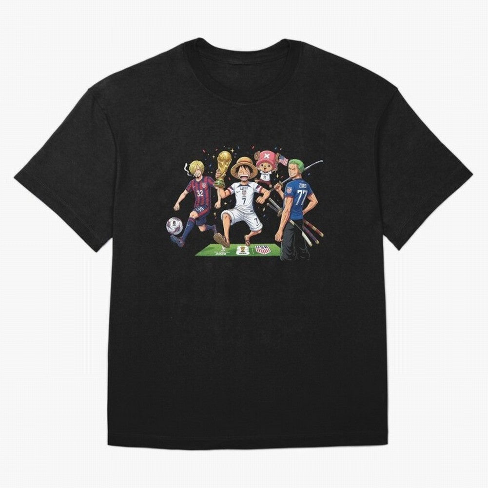 One Piece Characters Celebrating World Cup 2026 USA Classic T-Shirt Celebrate Every Goal in FIFA World Cup 2026 Group Stage Featuring Neymar, Haaland and Cristiano Ronaldo, Spain and Netherlands Energy, Global Supporter Spirit, Legendary Goals,