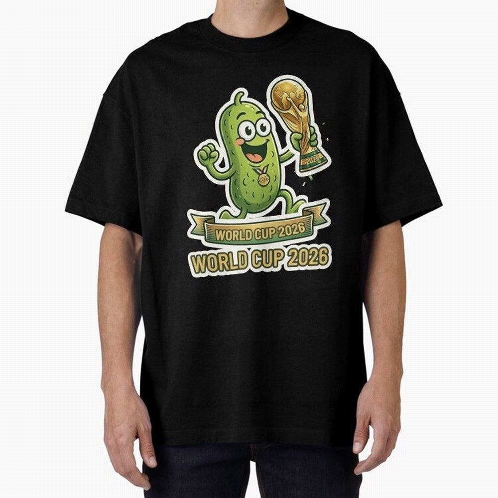 World Cup 2026 Pickle Champion Shirt ¨C Funny Soccer Pickle Mascot Holding Trophy, Cute Football Cartoon Design for Fans Sticker Mug Classic T-Shirt Bring Stadium Energy to FIFA World Cup 2026 USA Canada Mexico Celebrating Messi, Neymar and Mbappe,