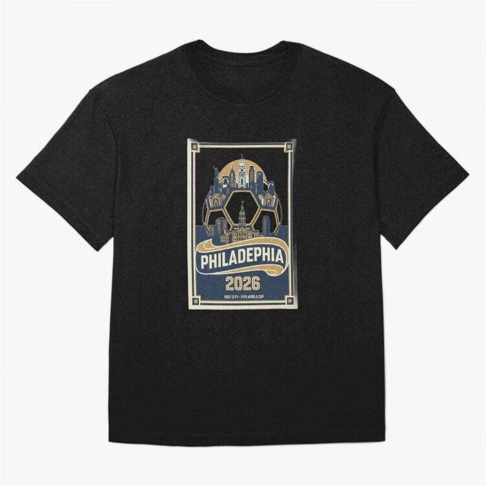Philadelphia 2026 ¨C Vintage Soccer Host City Tee Classic T-Shirt Feel International Energy from FIFA World Cup 2026 Centered on CR7, Brazil Energy, Stadium Chants, National Pride, Trophy Dreams and Unforgettable Football Memories; Perfect for