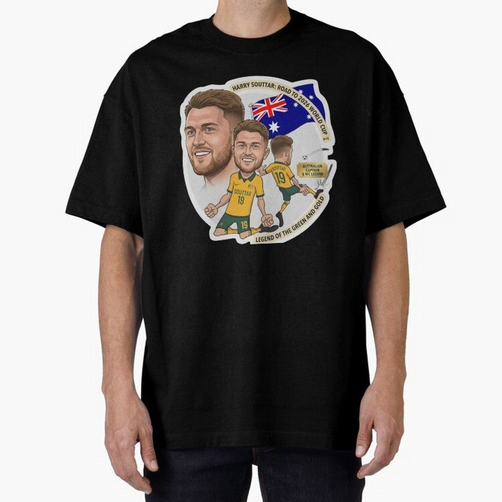 Harry Souttar Australia Football Legend Cartoon Illustration Classic T-Shirt Bring Match Day Fire to Match Day Hype around FIFA World Cup 2026 Group Stage, Cristiano Ronaldo, Haaland and CR7, Portugal, Soccer Culture, Superstar Moments, National