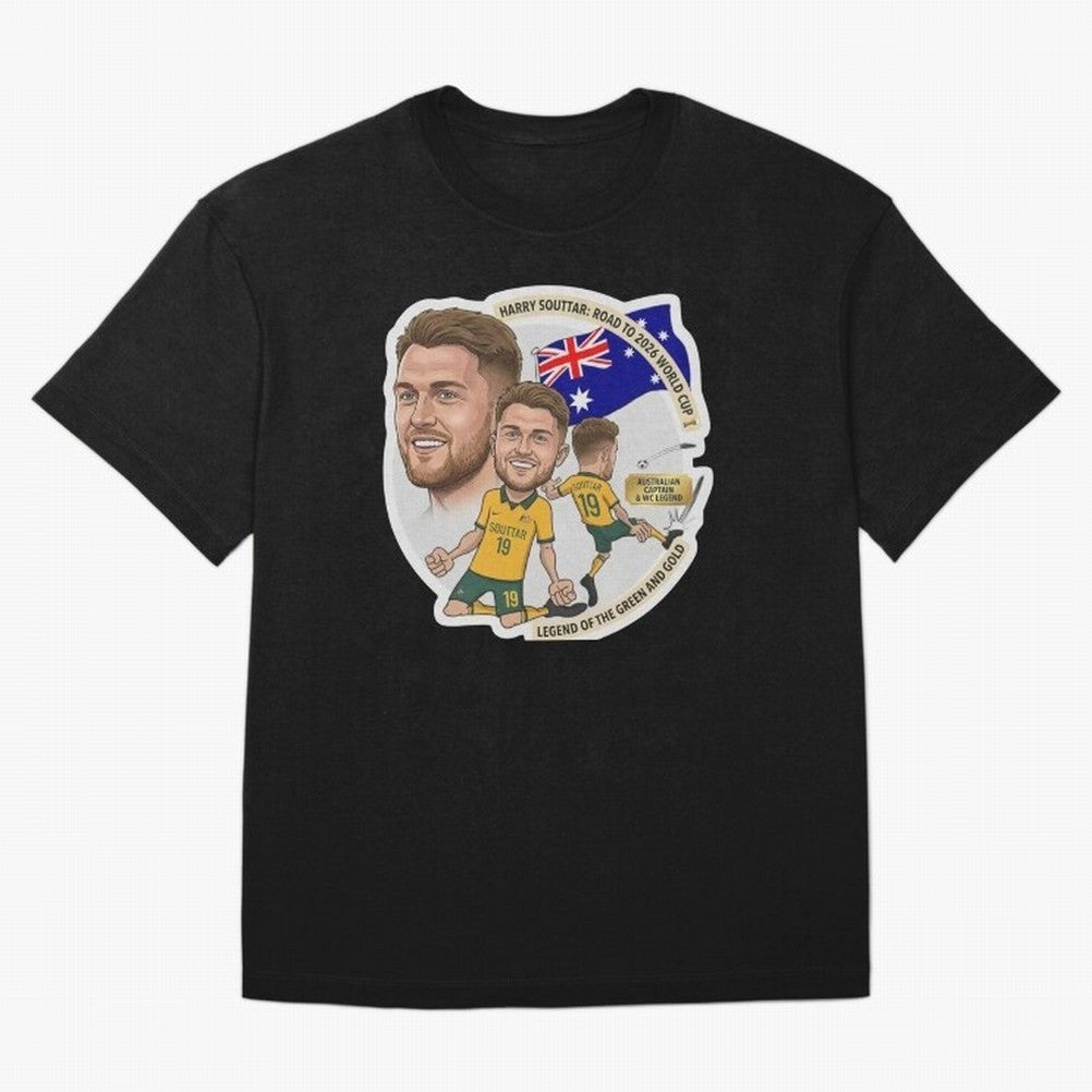 Harry Souttar Australia Football Legend Cartoon Illustration Classic T-Shirt Bring Match Day Fire to Match Day Hype around FIFA World Cup 2026 Group Stage, Cristiano Ronaldo, Haaland and CR7, Portugal, Soccer Culture, Superstar Moments, National