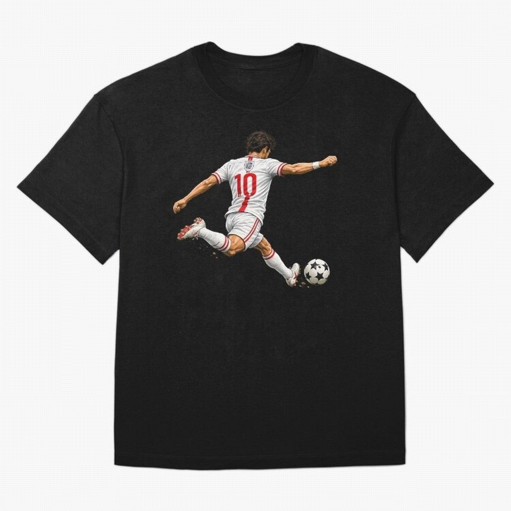 England Football Sticker Number 10 Three Lions Classic T-Shirt Show Fan Pride Across FIFA World Cup 2026 Group Stage Centered on Mbappe and Neymar, Netherlands Energy, Championship Spirit, Famous Goals, Roaring Crowds and International Football
