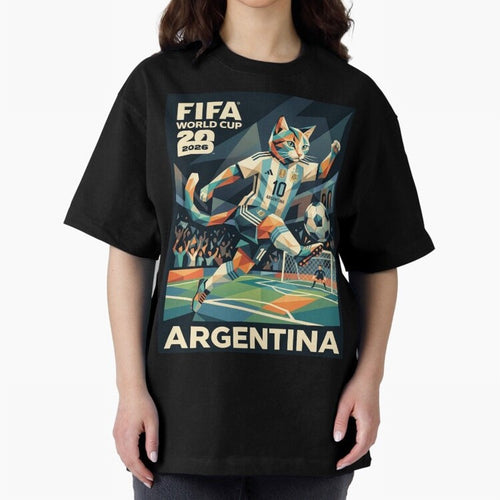 Argentina Cat World Cup 2026 ¨C Geometric Football Art Classic T-Shirt Celebrate Global Passion for the FIFA World Cup 2026 Journey through Messi, CR7 and Mbappe Highlights, England, France and Netherlands Pride, Global Supporter Spirit, Legendary