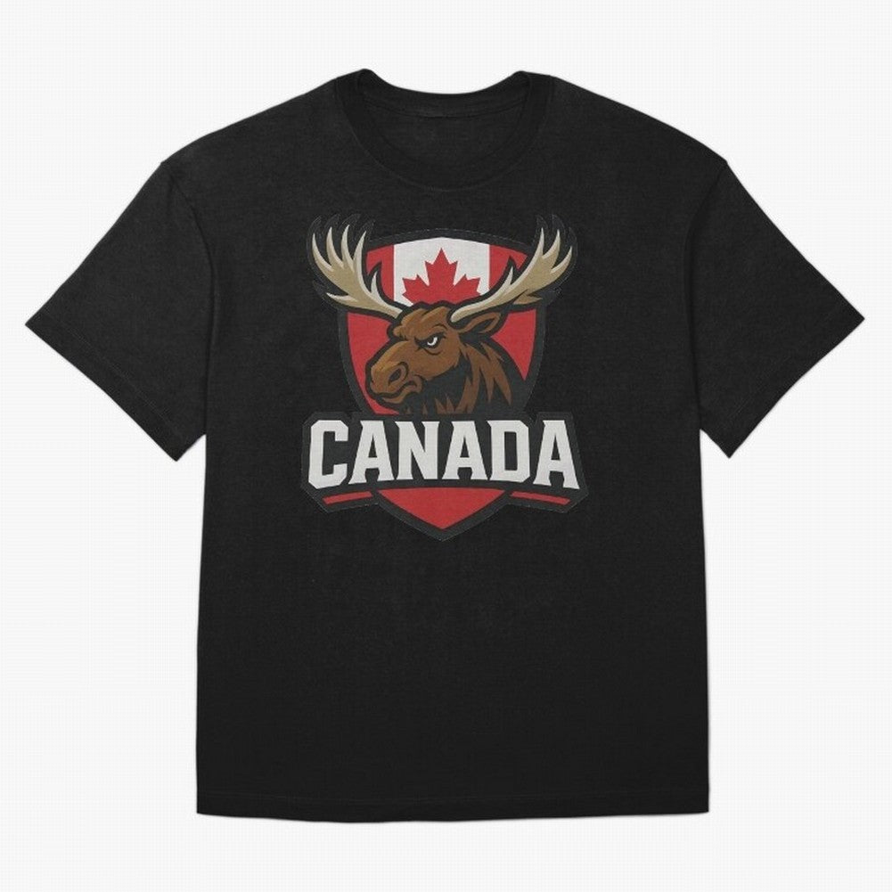 Canada Moose Sports Logo T-Shirt ¨C Canadian Flag Maple Leaf Emblem | 2026 World Cup Supporter Classic T-Shirt Show Passion for the Stars of FIFA World Cup 2026 Group Stage for Fans of CR7 and England, France and Netherlands, Bringing Soccer