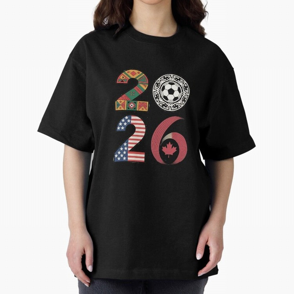 2026 Football Countries Design ¨C USA, Canada & Mexico Inspired Art Oversized T-Shirt Back Your Heroes with FIFA World Cup 2026 Group Stage Spirit, Filled with Portugal, Spain and Germany, Messi, CR7 and Mbappe, Stadium Memories, Football Loyalty,