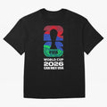 World Cup26 Host Country Logo Flags Oversized T-Shirt Experience the Global Stage of Global Football Passion for FIFA World Cup 2026 USA Canada Mexico, Inspired by CR7, Brazil, Championship Spirit, Famous Goals, Roaring Crowds and International