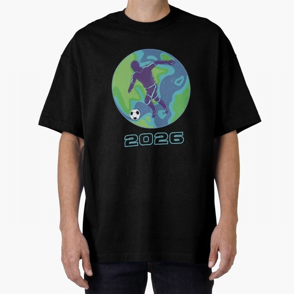 Soccer world 2026 Oversized T-Shirt Celebrate Classic Football Spirit in Match Day Hype around FIFA World Cup 2026, Haaland, Argentina, France and Brazil, Vintage Soccer Flavor, Modern Football Stars, National Flags and Final Night Emotion; Made