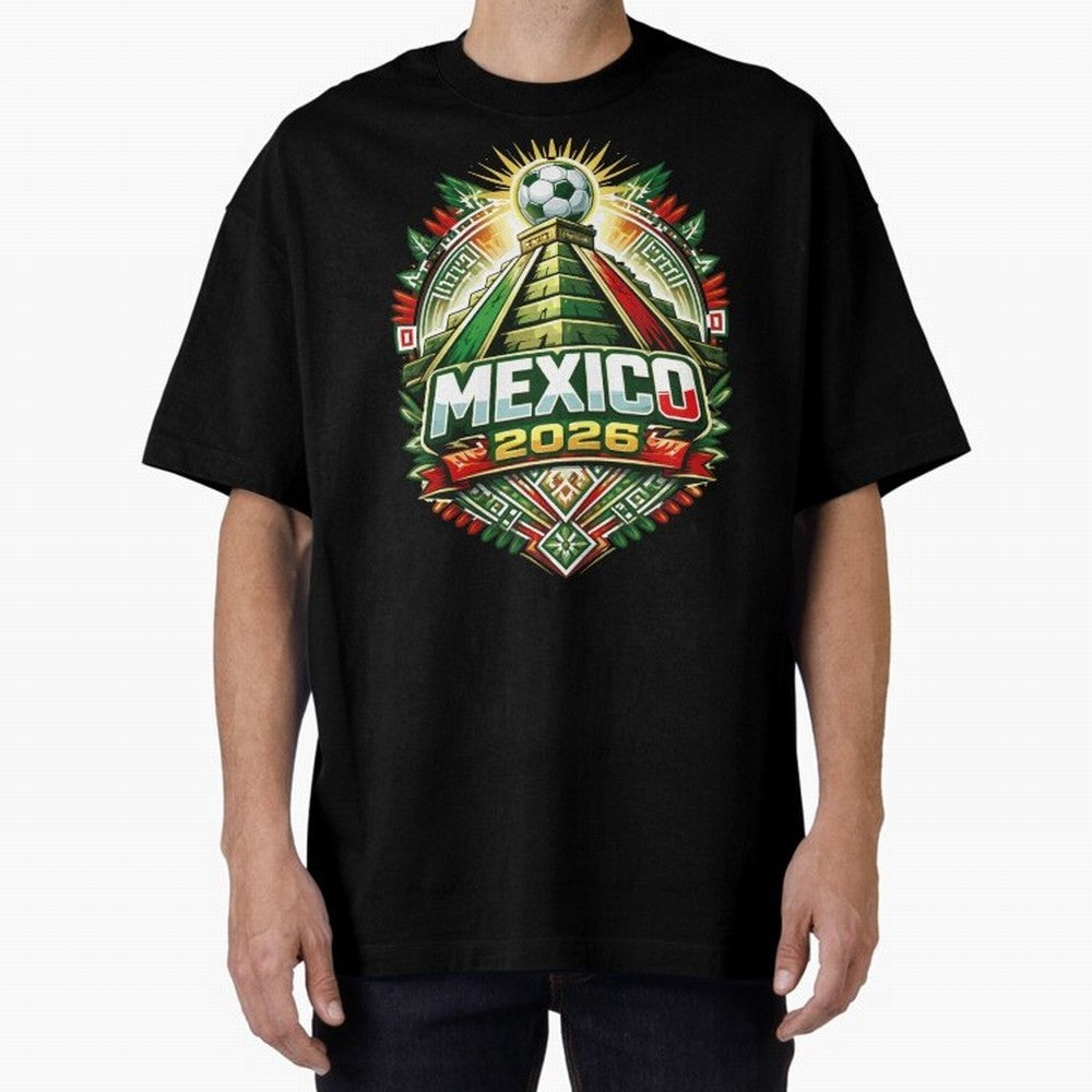 Mexico Soccer 2026 Art Oversized T-Shirt Feel the Heartbeat of Match Day Hype around FIFA World Cup 2026, Mbappe and Neymar, France and Portugal, Vintage Soccer Flavor, Modern Football Stars, National Flags and Final Night Emotion; Created for