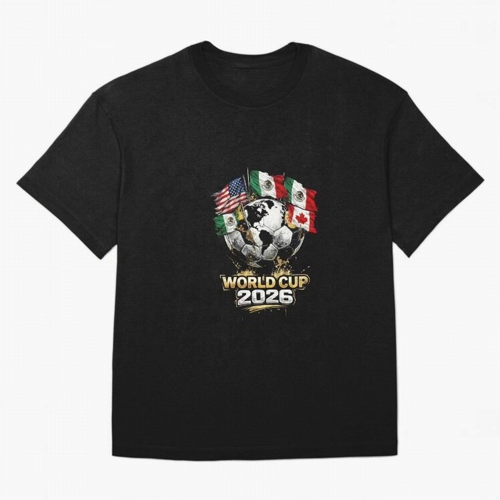 Fifa 2026 World Cup Flags Football Graphic Tee Oversized T-Shirt Feel the FIFA World Cup 2026 USA Canada Mexico Journey through Mbappe and Neymar Highlights, Germany Pride, Stadium Memories, Football Loyalty, International Chants and Championship