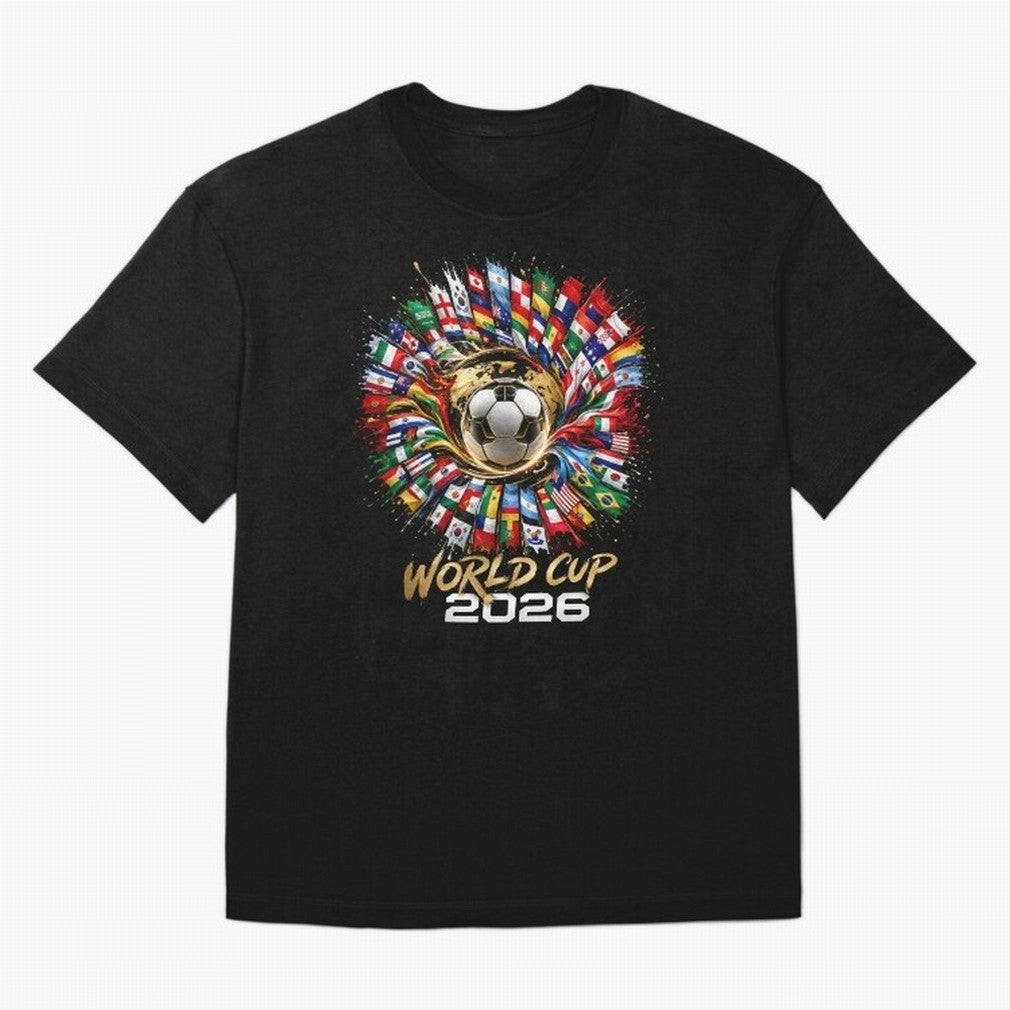 World Cup 2026 Flag Fusion Football T-Shirt Oversized T-Shirt Celebrate the Biggest Stage of FIFA World Cup 2026 Inspired by Messi, Argentina, France and Brazil Energy, Worldwide Fan Energy, Dramatic Goals, Stadium Lights and Championship