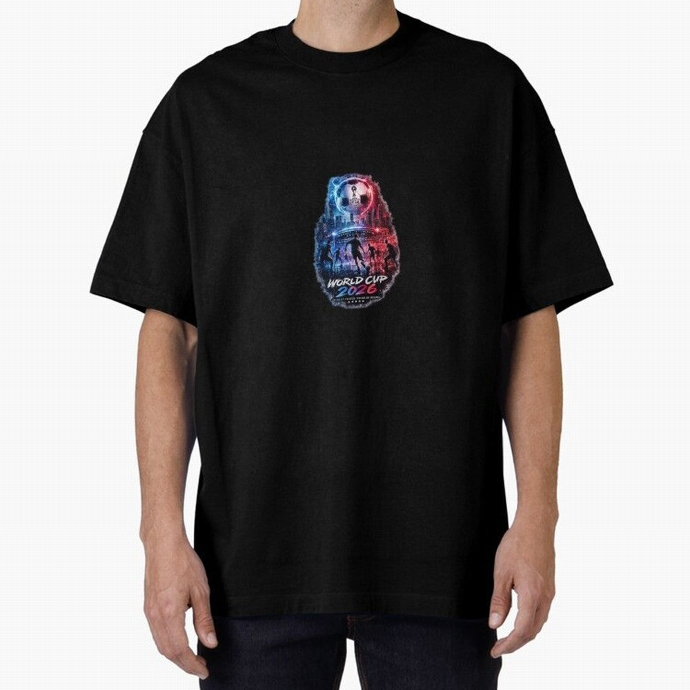 Copy of World Cup 2026 ¨C United Passion ?? | Neon Football Design Oversized T-Shirt Feel the Roar of FIFA World Cup 2026 Built around Neymar, Haaland and Cristiano Ronaldo, Spain and Netherlands Energy, Match Day Excitement, Supporter Culture,