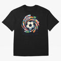 2D World Cup 2026 Football Spiral Flag Design T-Shirt Oversized T-Shirt Carry the Dream of the FIFA World Cup 2026 Group Stage Journey through Cristiano Ronaldo Highlights, England and Germany Pride, Classic Soccer Heritage, Championship Pressure,