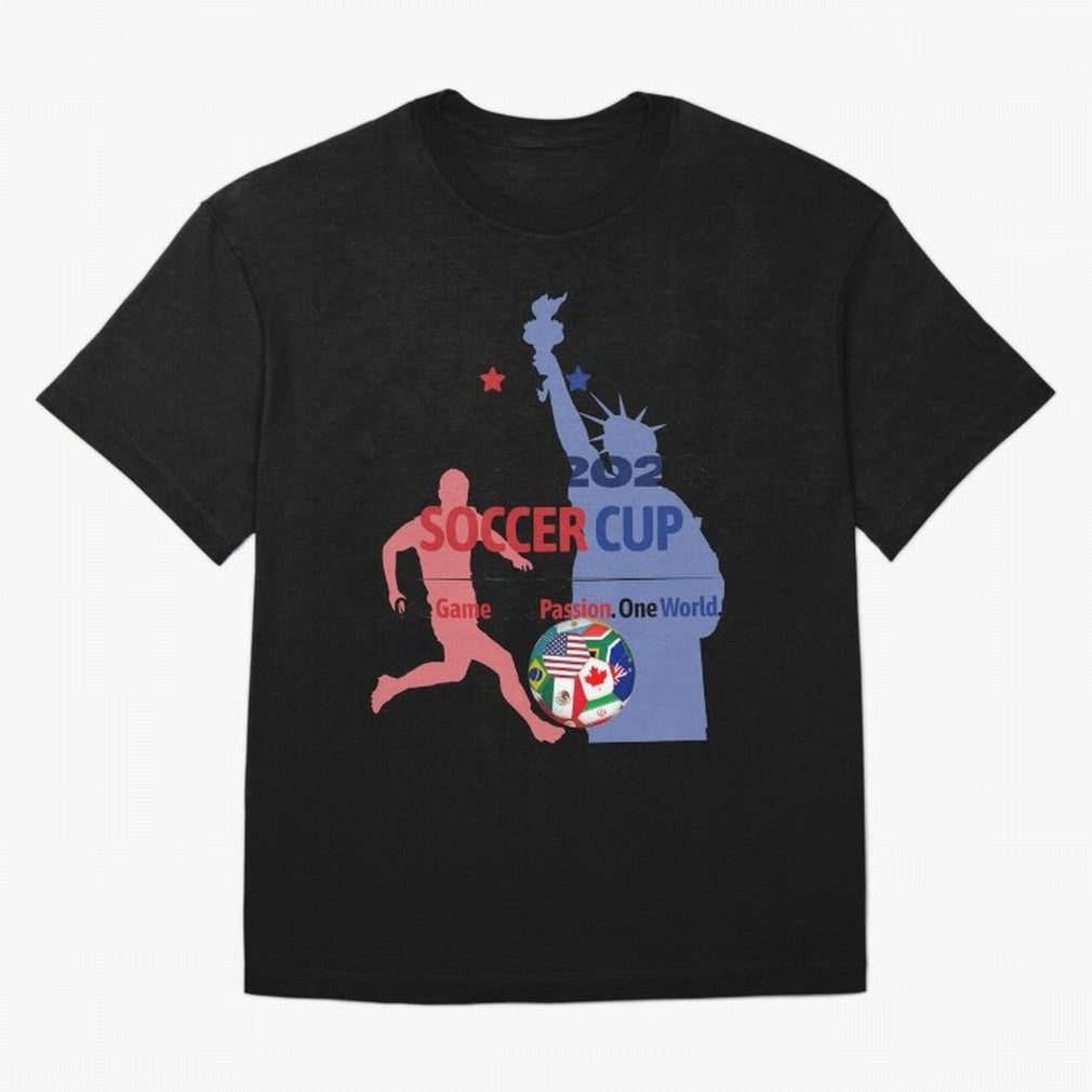 2026 Soccer Cup One Game One Passion One World Sports Fan Design Oversized T-Shirt Bring a Champion Mindset to FIFA World Cup 2026 Connected to Neymar, Haaland and Cristiano Ronaldo, Argentina and Brazil Energy, Supporter Pride, Iconic