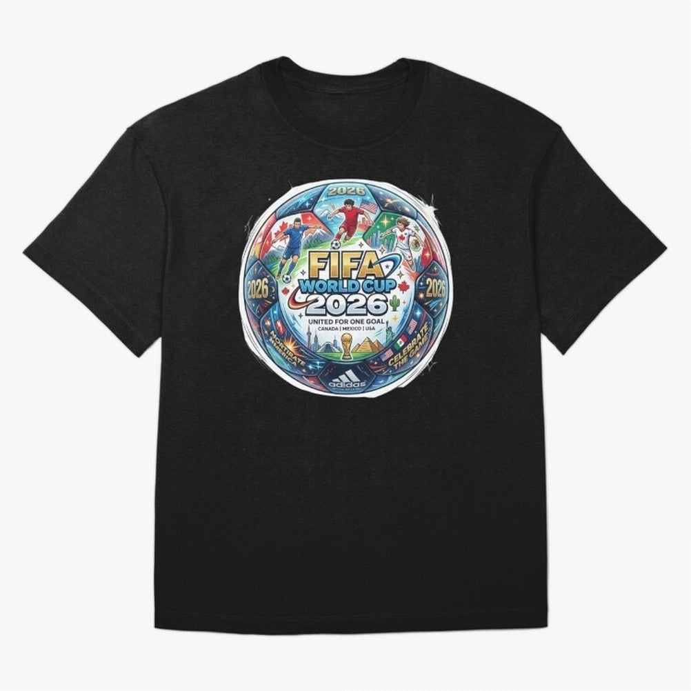 FIFA World Cup 2026 Official Match Ball Concept Art - Canada Mexico USA Oversized T-Shirt Bring FIFA World Cup 2026 with Cristiano Ronaldo, England Energy, Worldwide Fan Energy, Dramatic Goals, Stadium Lights and Championship Celebrations; Great