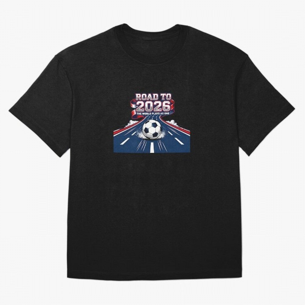 Road To 2026 The World Plays As One Oversized T-Shirt Celebrate Classic Football Spirit in Match Day Hype around FIFA World Cup 2026 Group Stage, CR7, Spain and Netherlands, Football History, Final Match Energy, Crowd Noise and Once in a Lifetime
