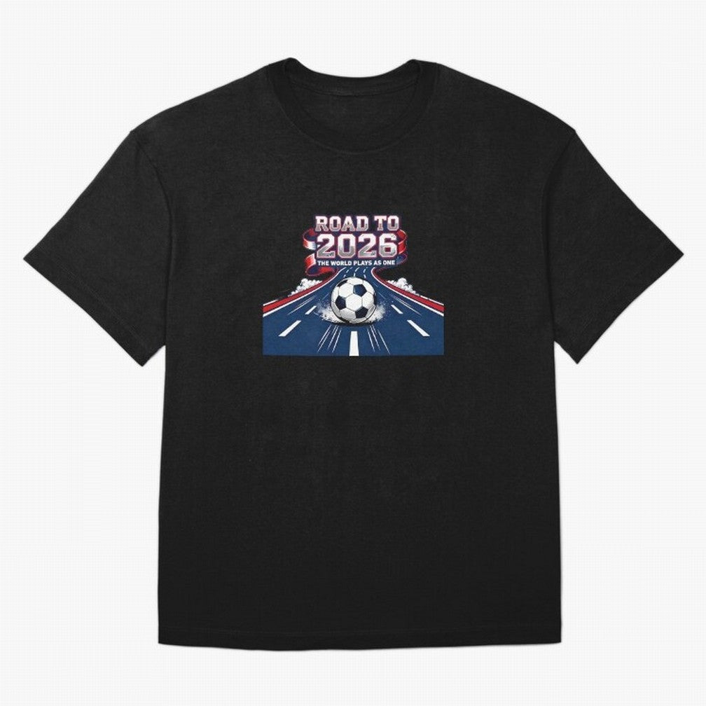 Road To 2026 The World Plays As One Oversized T-Shirt Represent Football Lovers during FIFA World Cup 2026 Spirit, Celebrating Argentina, Mbappe and Neymar, Goal Celebration Energy, Supporter Heritage, Football Icons and Worldwide Tournament Joy;