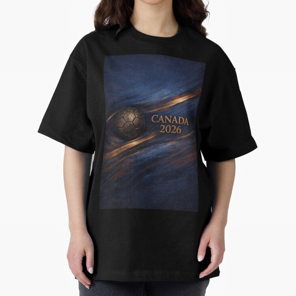 Canada 2026 Soccer Inspired Design Oversized T-Shirt Feel the Trophy Chase of Global Football Passion for FIFA World Cup 2026 USA Canada Mexico, Capturing Haaland, Portugal, Spain and Germany, Match Day Excitement, Supporter Culture, Golden Goals