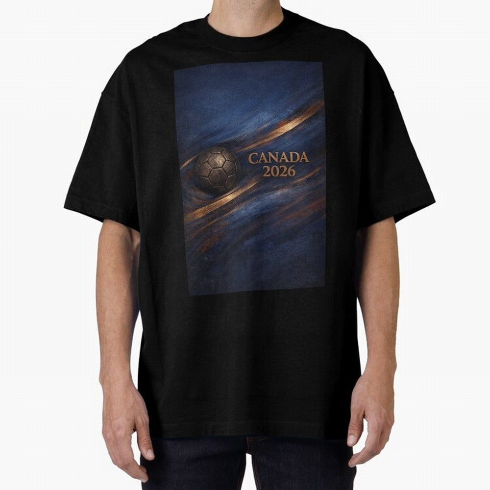 Canada 2026 Soccer Inspired Design Oversized T-Shirt Feel the Trophy Chase of Global Football Passion for FIFA World Cup 2026 USA Canada Mexico, Capturing Haaland, Portugal, Spain and Germany, Match Day Excitement, Supporter Culture, Golden Goals