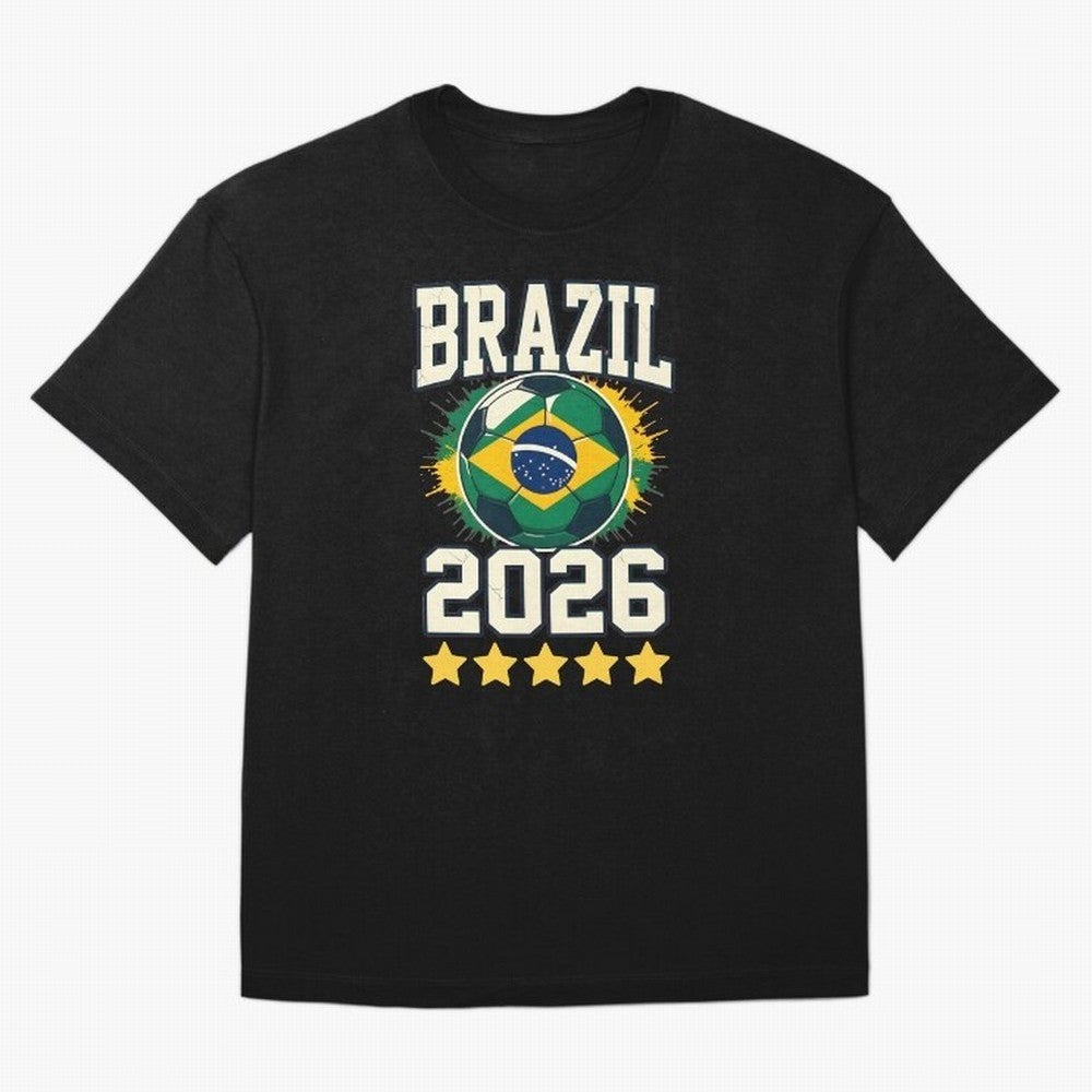 Brazil Soccer Football 2026 Oversized T-Shirt Experience the Global Stage of Match Day Hype around FIFA World Cup 2026 USA Canada Mexico, Mbappe, Portugal, Soccer Culture, Superstar Moments, National Team Dreams and Competitive Fire; Perfect for