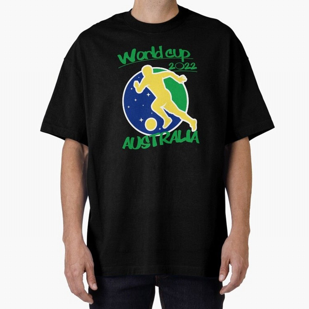 Australia World Cup 2022 Oversized T-Shirt Represent Football Lovers during the FIFA World Cup 2026 Journey through Messi and Cristiano Ronaldo Highlights, France and Portugal Pride, Football Festival Excitement, Trophy Ambitions, Country Rivalries