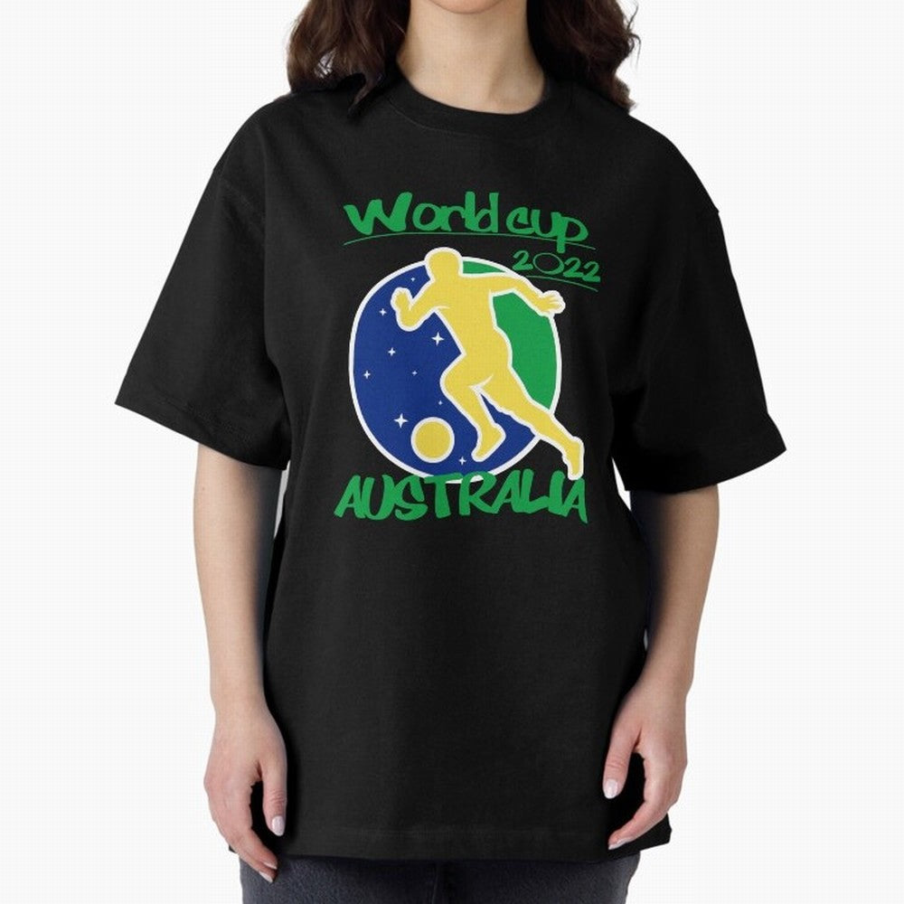 Australia World Cup 2022 Oversized T-Shirt Represent Football Lovers during the FIFA World Cup 2026 Journey through Messi and Cristiano Ronaldo Highlights, France and Portugal Pride, Football Festival Excitement, Trophy Ambitions, Country Rivalries