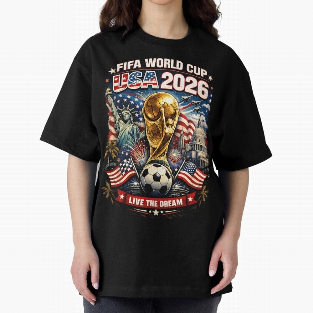 Fifa World Cup USA 2026 Colour Oversized T-Shirt Stand Proud for the FIFA World Cup 2026 USA Canada Mexico Journey through Haaland Highlights, France and Portugal Pride, Football Passion, Legendary Performances, Festival Vibes and Supporter