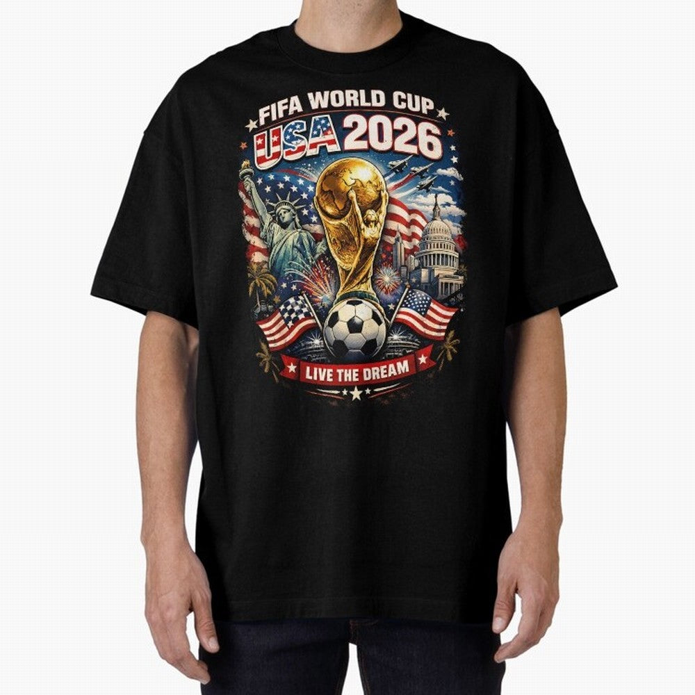 Fifa World Cup USA 2026 Colour Oversized T-Shirt Stand Proud for the FIFA World Cup 2026 USA Canada Mexico Journey through Haaland Highlights, France and Portugal Pride, Football Passion, Legendary Performances, Festival Vibes and Supporter