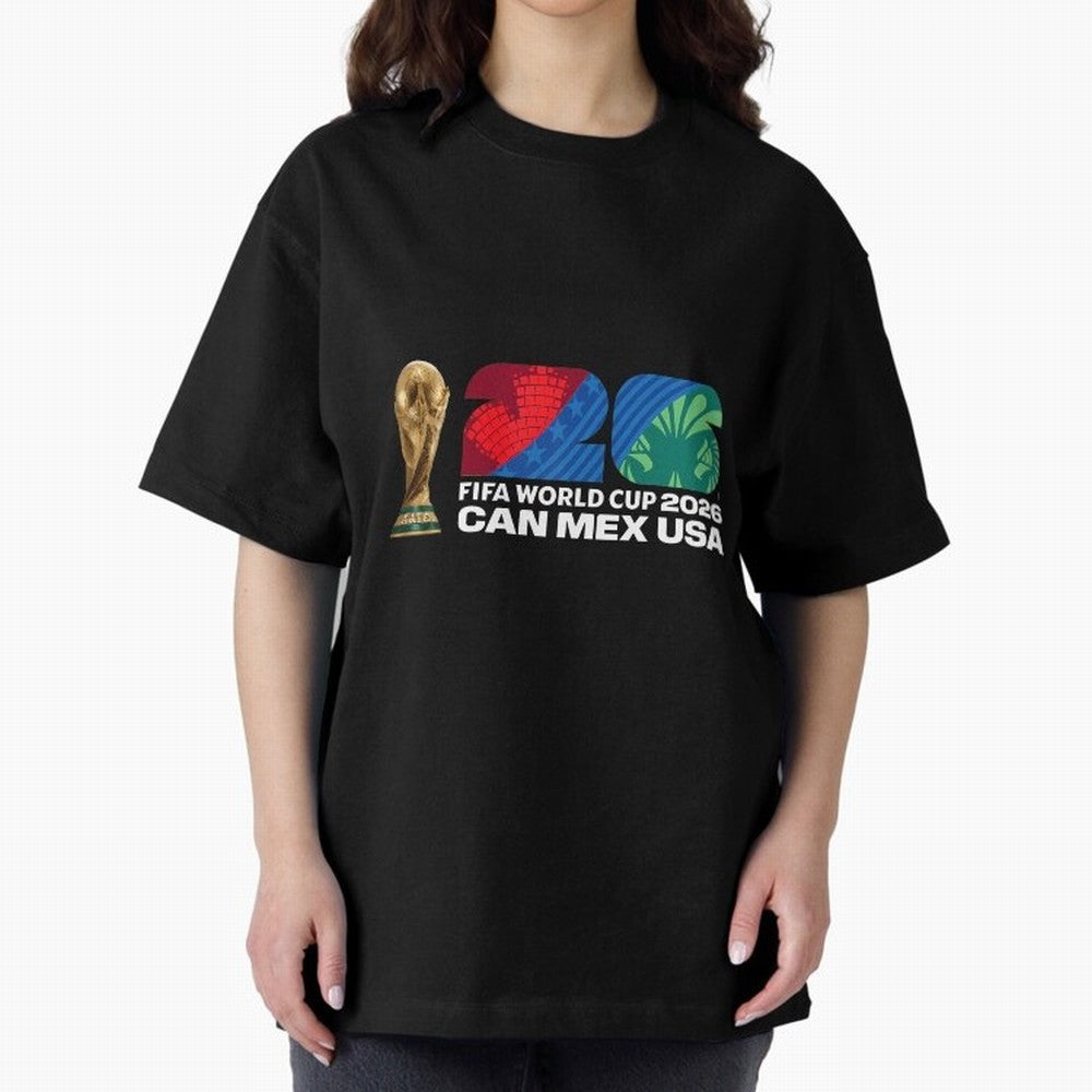 World Cup26 Host Country Trophy Oversized T-Shirt Relive Global Football Passion for FIFA World Cup 2026 Group Stage, Connected to Cristiano Ronaldo, Haaland and CR7, France, Retro Football Energy, Iconic Rivalries, Trophy Chase Drama and Stadium