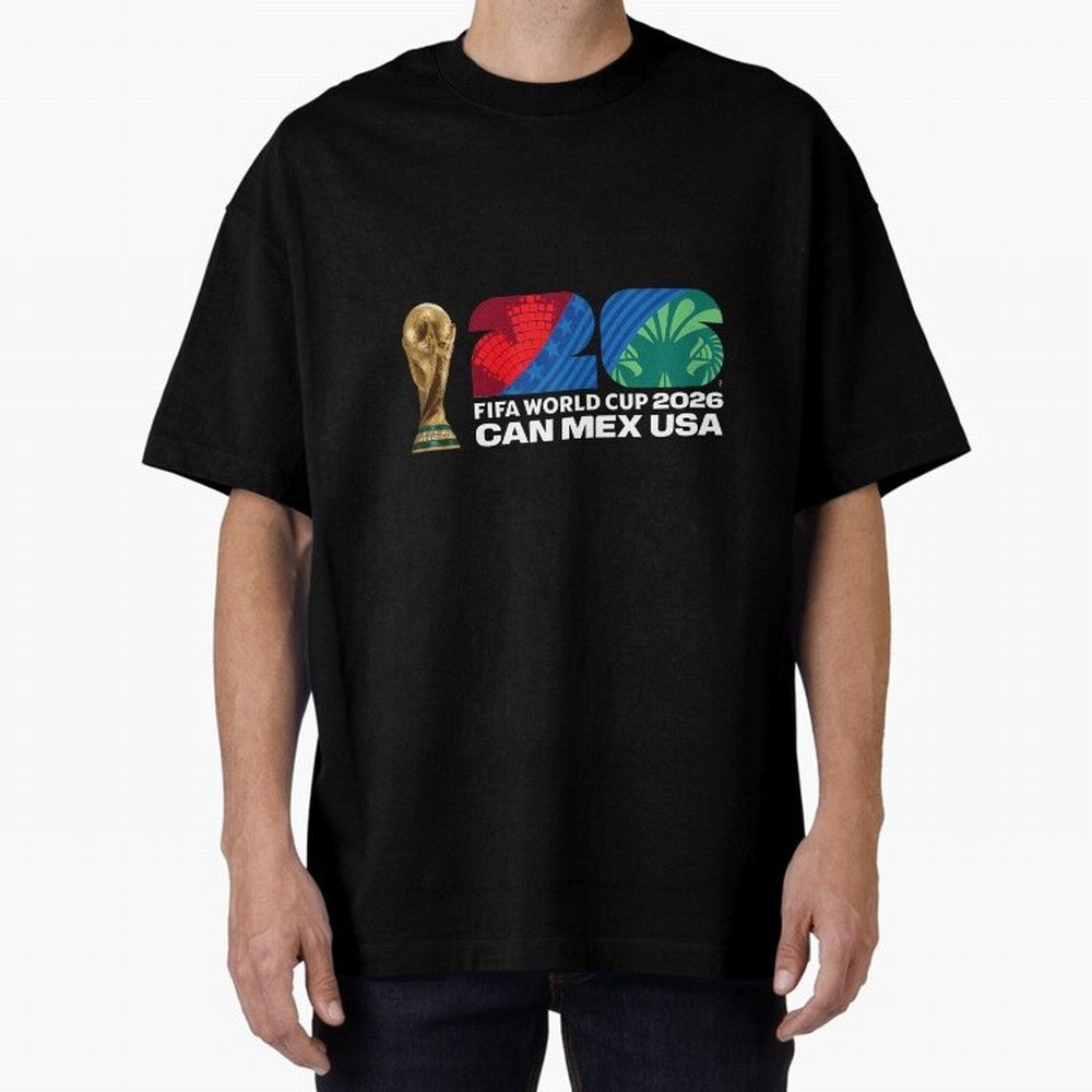 World Cup26 Host Country Trophy Oversized T-Shirt Relive Global Football Passion for FIFA World Cup 2026 Group Stage, Connected to Cristiano Ronaldo, Haaland and CR7, France, Retro Football Energy, Iconic Rivalries, Trophy Chase Drama and Stadium