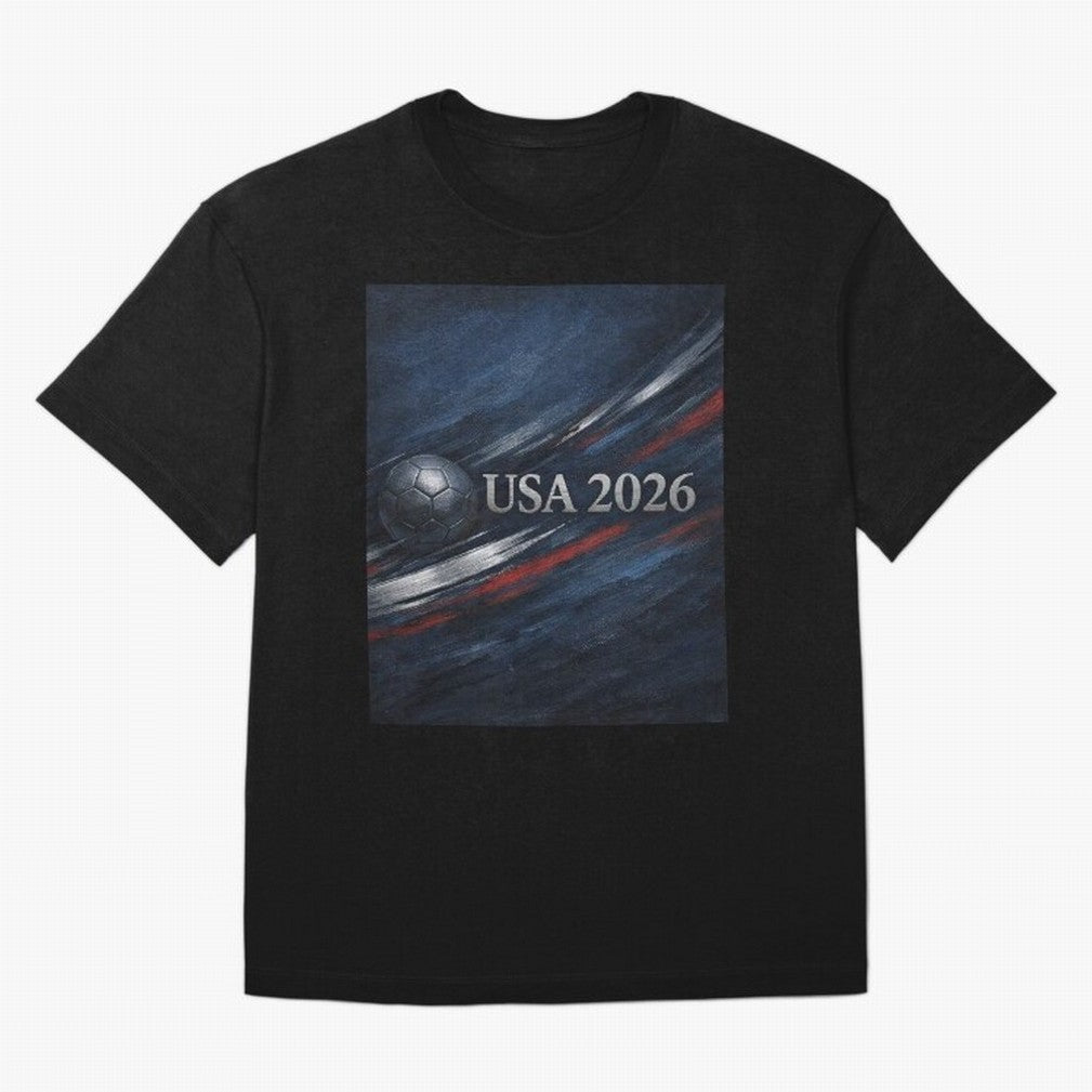 USA 2026 Soccer Design Inspired Oversized T-Shirt Bring Legendary Rivalry Energy to Global Football Passion for FIFA World Cup 2026 USA Canada Mexico, Centered on Messi, Neymar and Mbappe, France, Vintage Soccer Flavor, Modern Football Stars,